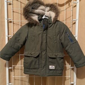 Carter's Olive Green Jacket with Plaid Lining